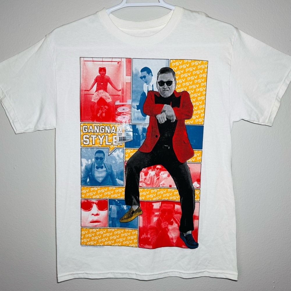 PSY Gangnam Style Graphic T-Shirt Men's Size Medium White (NEW with defects)